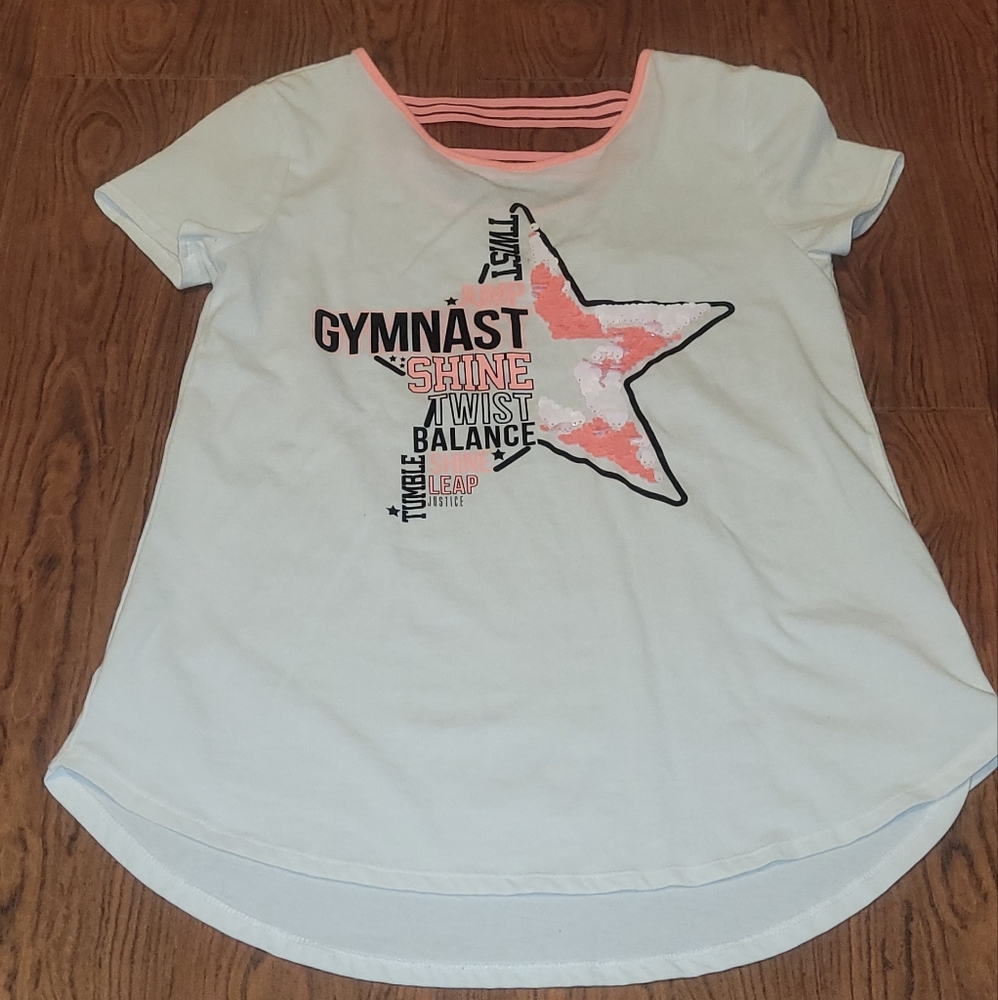 JUSTICE active pink and white t-shirt size: 14/16